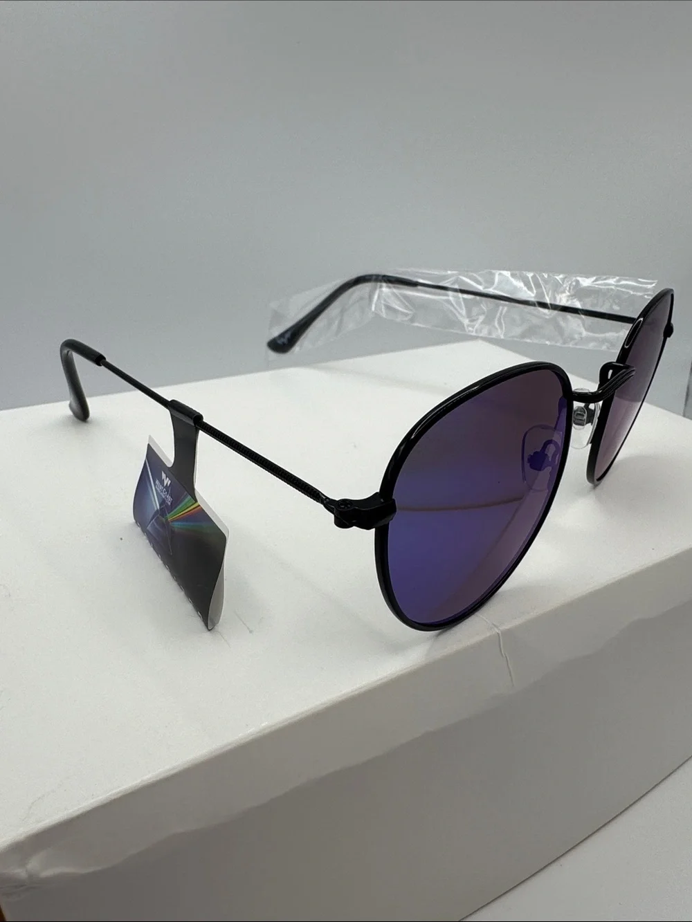Men's Black Frame Sunglasses with Blue-Green Mirrored Lenses